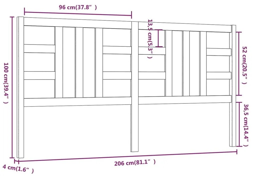Κεφαλάρι Κρεβατιού Μελί 206 x 4 x 100 εκ. από Μασίφ Ξύλο Πεύκου - Καφέ