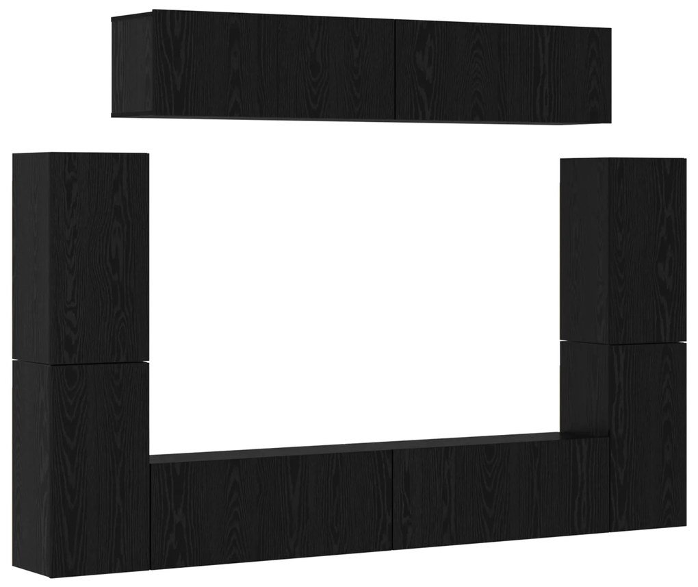 vidaXL Σετ επίπλου τηλεόρασης 8 pcs Μαύρη Δρυς 80 x 30 x 30.5 εκ