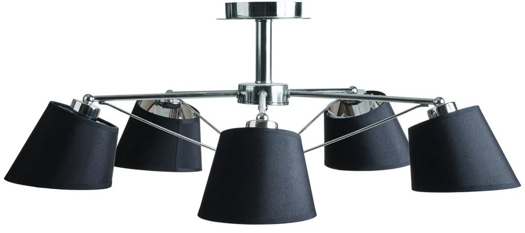 Πλαφονιέρα Φωτιστικό Οροφής 5xΕ27 Arkolight-1654-3/5-Μαύρο-Ασημί 1654-3/5