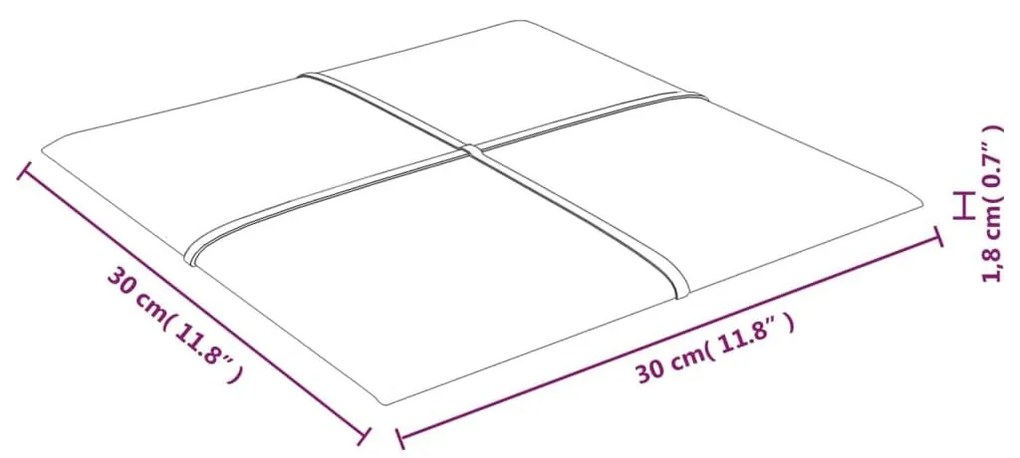 Πάνελ Τοίχου 12 τεμ. Μπορντό 30 x 30 εκ. 1,08 μ² Βελούδινα - Κόκκινο