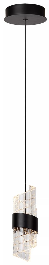 Φωτιστικό Κρεμαστό Lucide 13496-07-30 KLIGANDE Μαύρο Ματ (Black Mat)|Διάφανο (Transparent) 2700 K