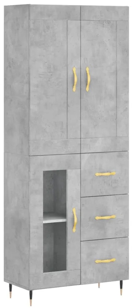 vidaXL Ντουλάπι Γκρι Σκυροδέματος 69,5x34x180 εκ. Επεξεργασμένο Ξύλο