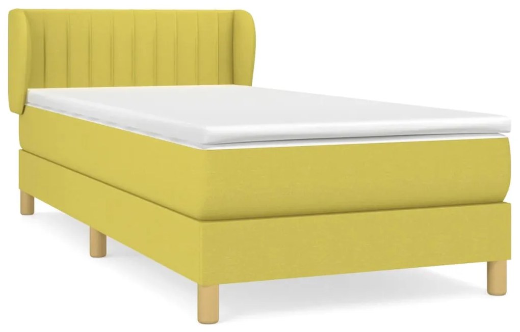 vidaXL Κρεβάτι Boxspring με Στρώμα Πράσινο 100 x 200 εκ. Υφασμάτινο