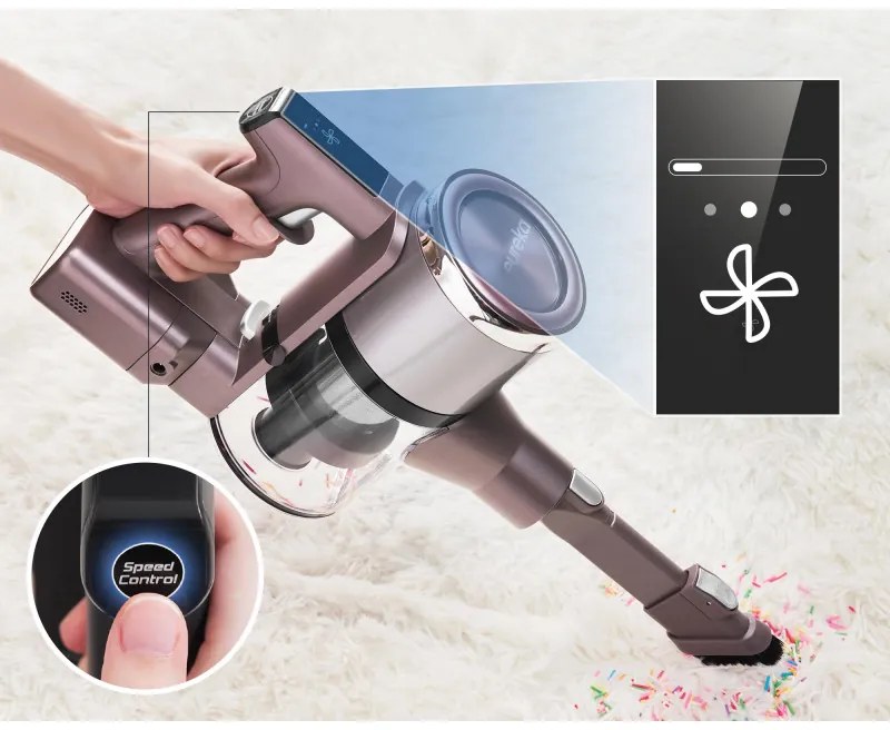 Προϊόν με ανοιχτή συσκευασία: Κάθετη ηλεκτρική σκούπα Eureka AK10 PRO, 450W, 29 kPa, 650 ml, 3 επίπεδα, 2500 mAh, Touch LED panel, HEPA, Μωβ