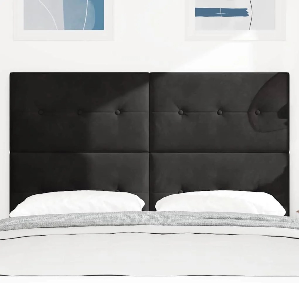 vidaXL Κεφαλάρι Επιτοίχιο με κεφαλάρι Μαύρο 144 cm Βελούδο