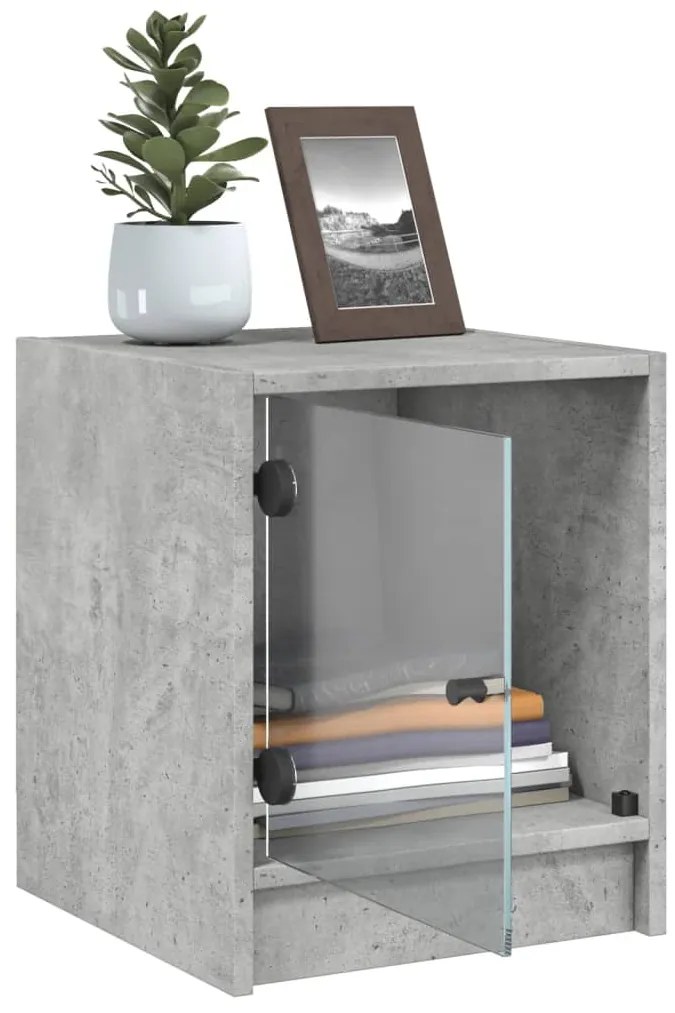 vidaXL Κομοδίνα 2 τεμ. Γκρι Σκυρ. 35x37x42 εκ. με Γυάλινες Πόρτες