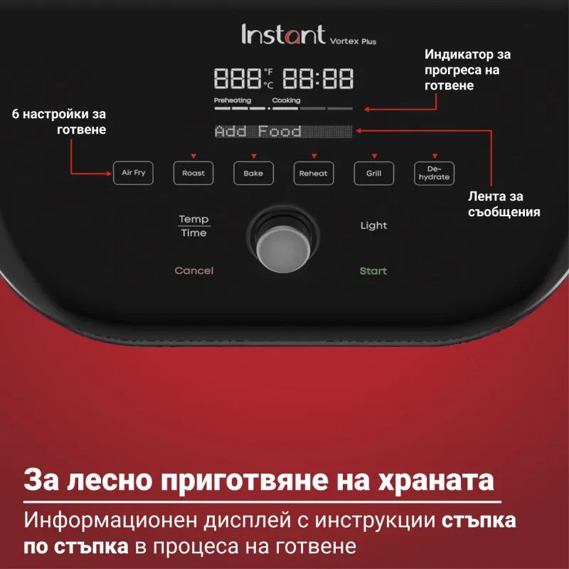 Φριτέζα ζεστού αέρα Instant Pot Vortex Plus Clearcook 140319601, 1700W, 5,7 L, 6 προγράμματα, 35-205C, εσωτερικός φωτισμός, λευκό