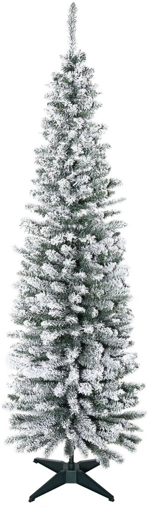 HOMCOM Τεχνητό Χριστουγεννιάτικο Δέντρο, 210 cm, Πριονωτά κλαδιά PVC, Αναδιπλούμενο, Μεταλλική βάση, Πράσινο/Λευκό