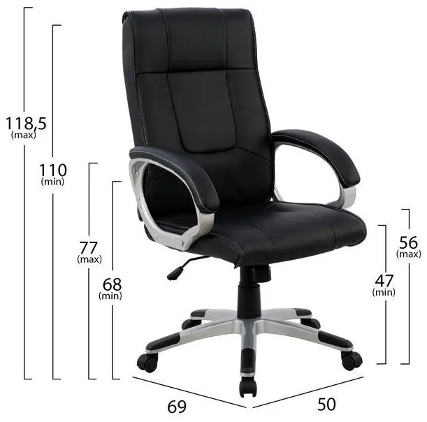 Καρέκλα γραφείου Chander διευθυντική Μαύρη 50x69x118,5 εκ. 50x69x118.5 εκ.