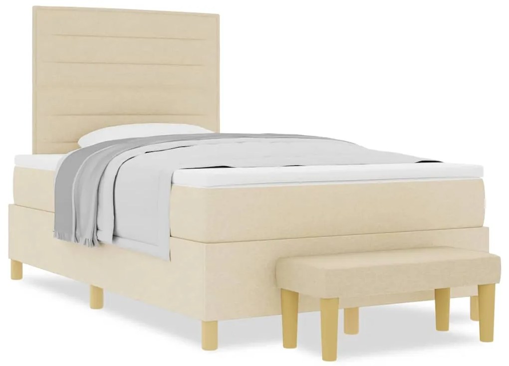 vidaXL Κρεβάτι με ελατήρια με στρώμα Κρεμ 120 x 190 cm ύφασμα