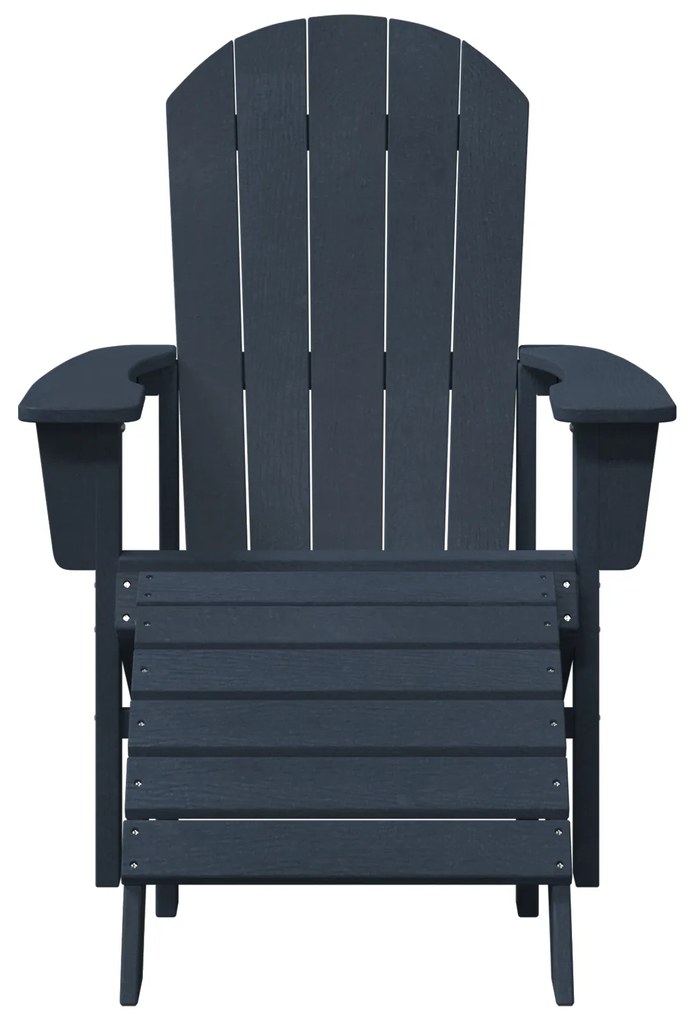 vidaXL Καρέκλα Adirondack με υποπόδιο ναυτικό μπλε HDPE