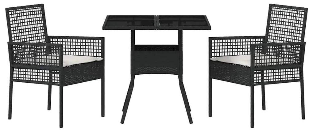 vidaXL Σέτ φαγητού για κήπο 3 pcs Μαύρο συνθετικό ρατάν