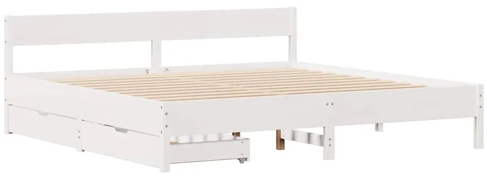 vidaXL Σκελετός Κρεβ. Χωρίς Στρώμα Λευκό 180x200 εκ Μασίφ Πεύκο