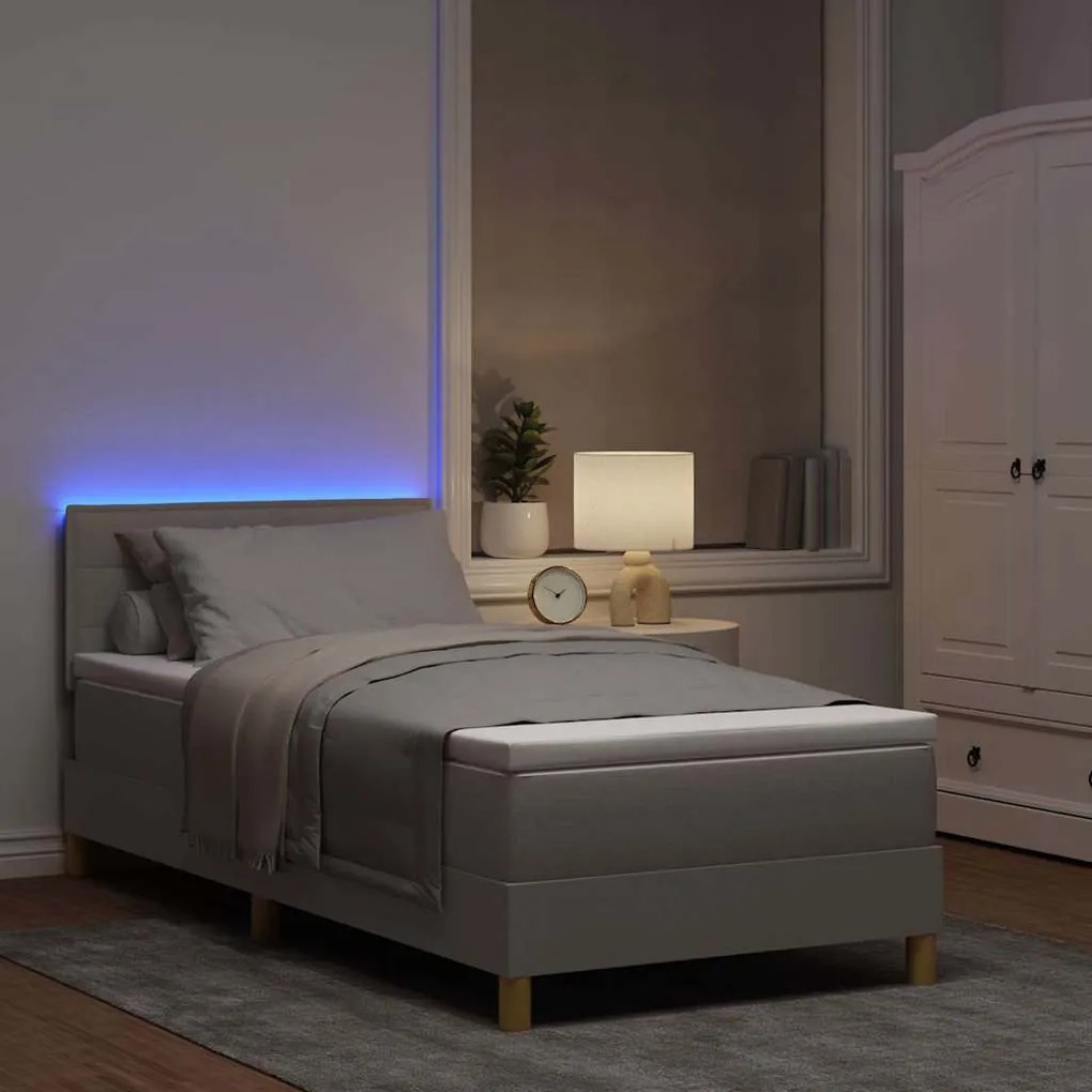 vidaXL Κρεβάτι με ελατήρια με στρώμα Taupe 100 x 200 cm ύφασμα