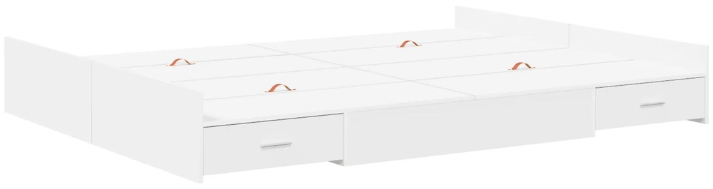 vidaXL Κρεβάτι με αποθηκευτικό χώρο Λευκό 140 x 190 cm Ματ ιμάντας