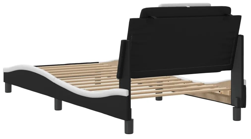 vidaXL Σκελετός Κρεβατιού Viana Χωρίς Στρώμα Μαύρο/Λευκό 100x200εκ.Συνθ. Δέρμα