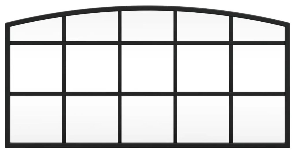 vidaXL Καθρέφτης Τοίχου Αψίδα Μαύρος 60x30 εκ. από Σίδερο