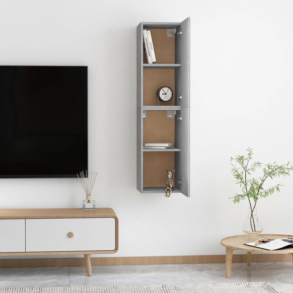 vidaXL Έπιπλα Τηλεόρασης 2 τεμ. Γκρι Σκυρ. 30,5x30x60 εκ. Επεξ. Ξύλο