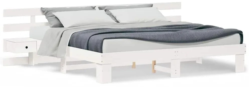 vidaXL Σκελετός Κρεβατιού Λευκό 200 x 200 cm Στερεά ξυλεία πεύκου