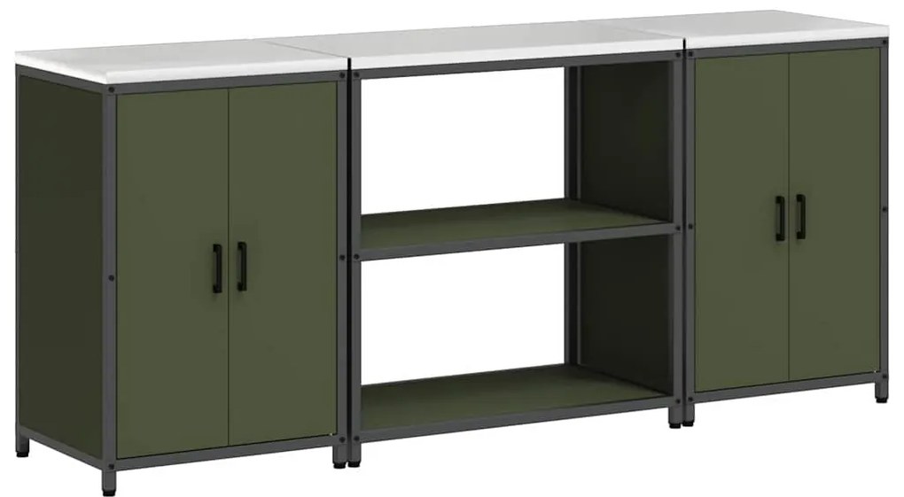 vidaXL Σετ Αποθήκευσης Κουζίνας 3 pcs Ελιά Πράσινη 210 x 50 x 92 εκ
