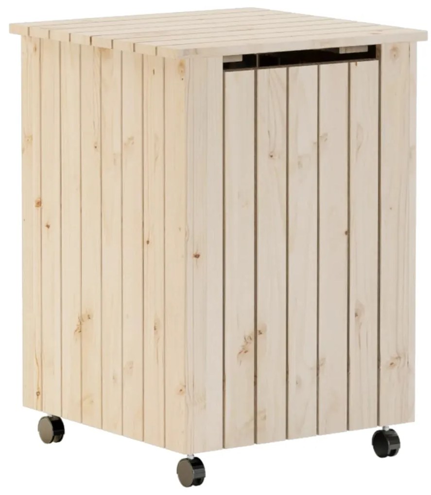 vidaXL Καλάθι Άπλυτων με Τροχούς RANA 45x45x64εκ. Μασίφ Ξύλο Πεύκου