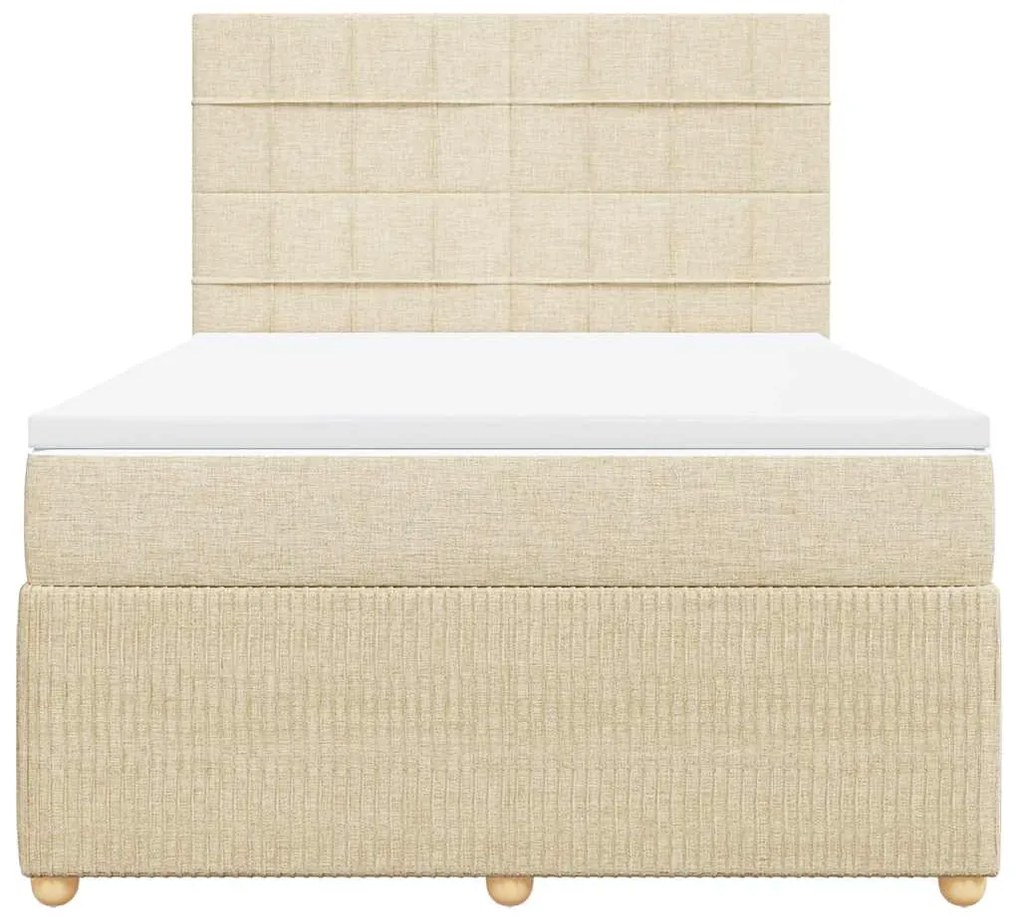 vidaXL Κρεβάτι Boxspring με Στρώμα Κρεμ 140x200 εκ. Υφασμάτινο