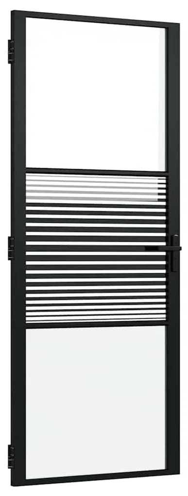 vidaXL Γυάλινη πόρτα Ριγέ Μαύρο 76 x 3.5 x 201.5 εκ Αλουμίνιο