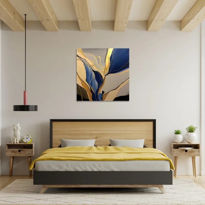 Πίνακας σε καμβά &quot;Dance of Gold and Blue&quot; Megapap ψηφιακής εκτύπωσης 100x100x3εκ.