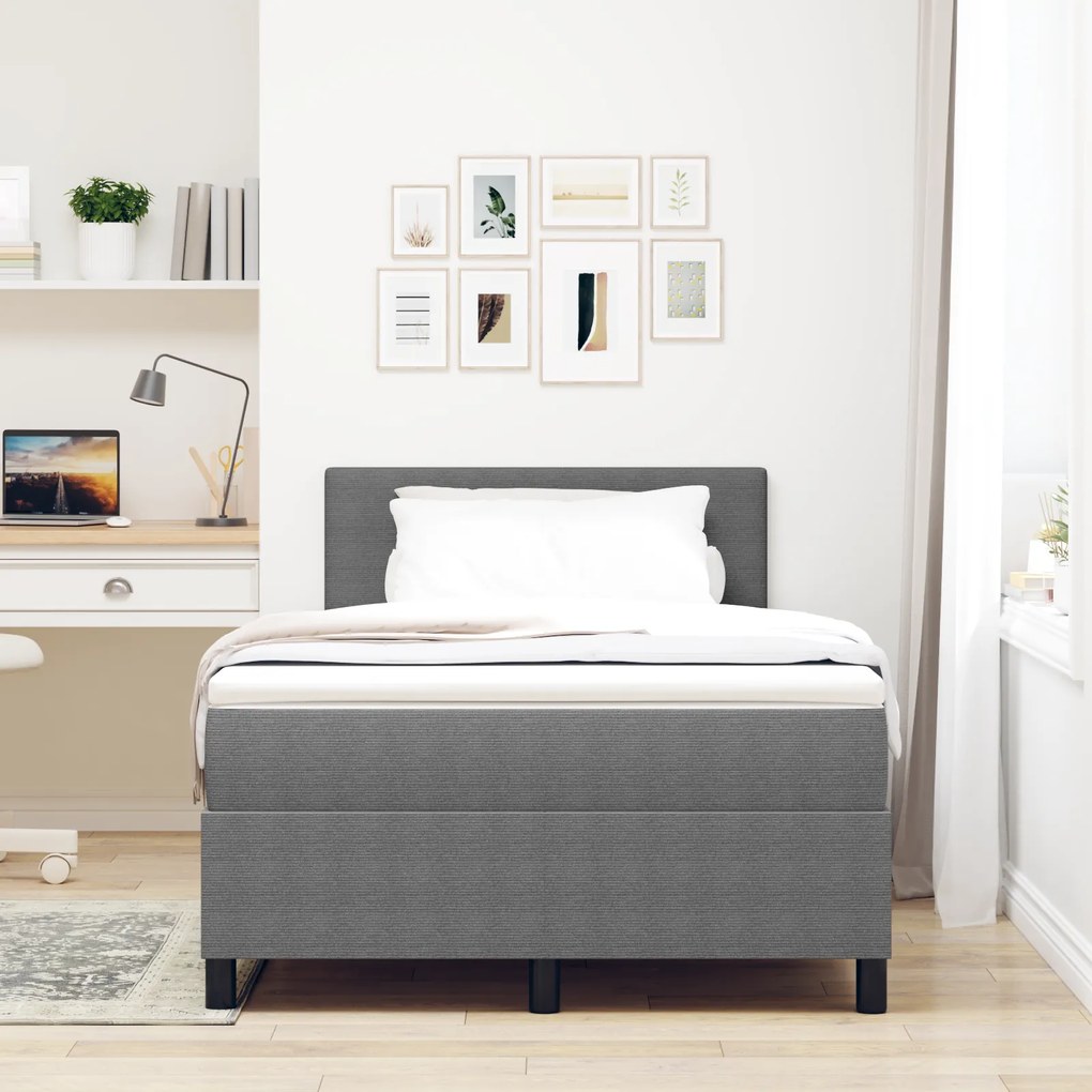 vidaXL Kρεβάτι με πλαίσιο  με στρώμα & LED Γκρι 120x200 εκ. Βελούδινο ύφασμα