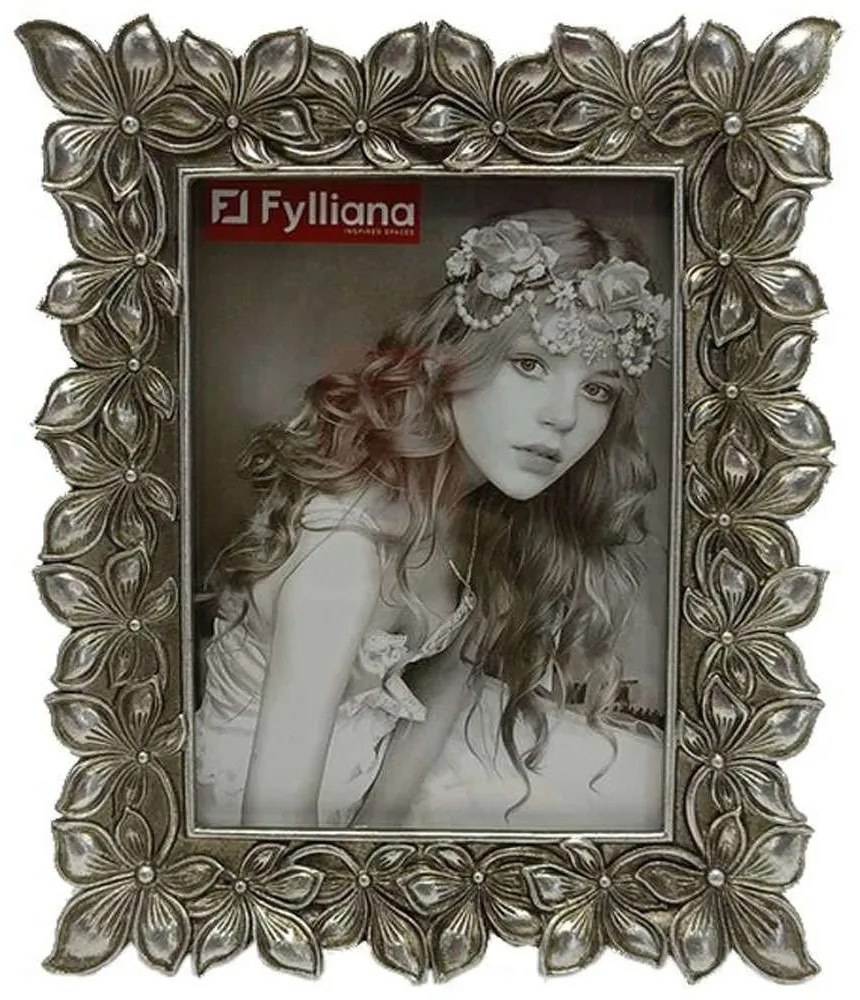 Κορνίζα Flower 279-222-153 10x15cm Silver Polyresin