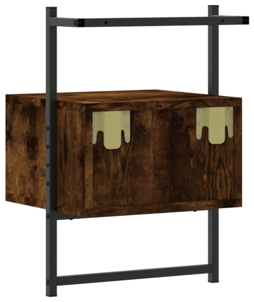 vidaXL Κομοδίνο Επιτοίχιο Καπνιστή Δρυς 35x30x51 εκ. από Επεξεργ. Ξύλο