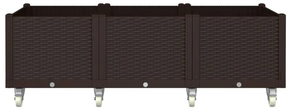 vidaXL Ζαρντινιέρα Κήπου με Ροδάκια Καφέ 150x80x54εκ. Πολυπροπυλένιο