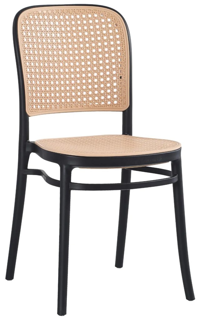 Καρέκλα FLOW C5937.02 Πολυπροπυλενίου Μαύρη με Κάθισμα και Πλάτη Μπέζ 41x49x102Υεκ. 41x49x102 εκ.
