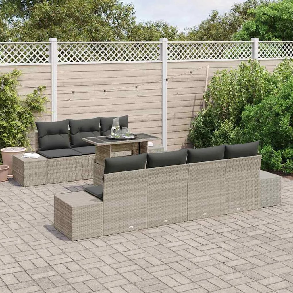 vidaXL Σετ Καναπέ Κήπου 8 pcs Ανοιχτό γκρι 100 x 55 x 73 εκ.