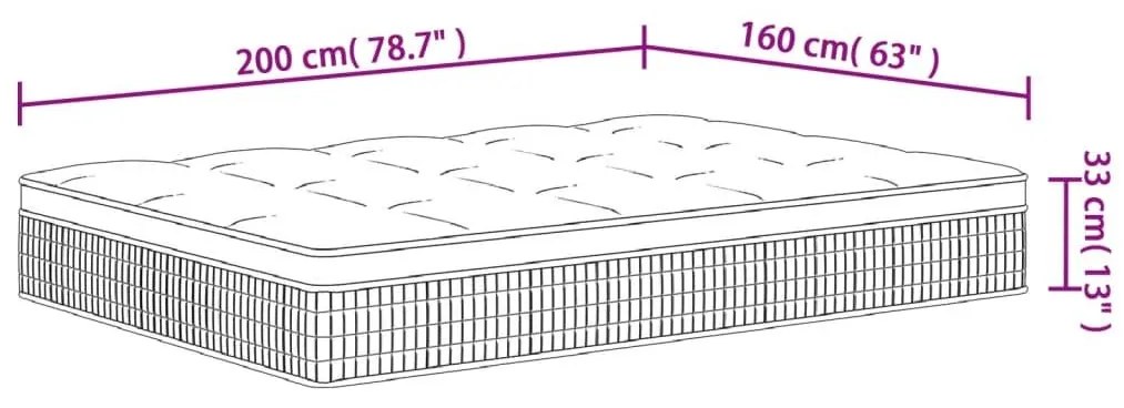 Στρώμα με Pocket Springs Μεσαία Plus Σκληρότητα 160 x 200 εκ. - Λευκό