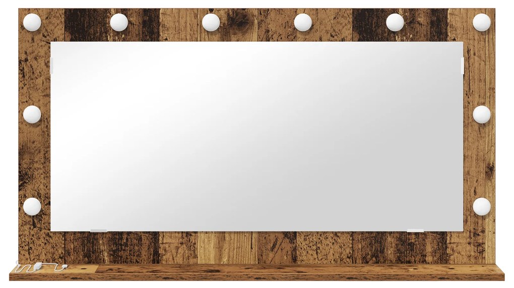 vidaXL Καθρέφτης Vanity Παλιό ξύλο Ξύλο και Γυαλί 100 x 55 x 18 εκ
