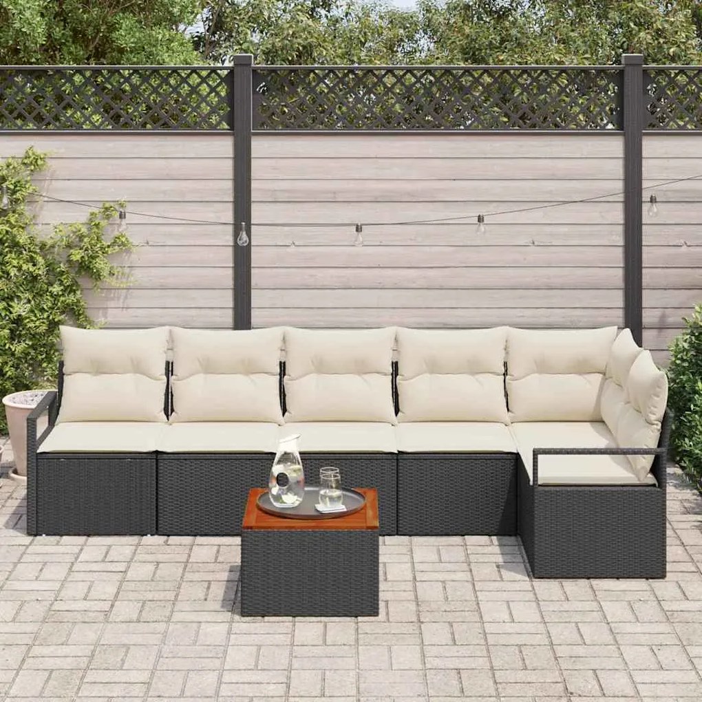 vidaXL Σετ Καναπέ Κήπου 7 pcs Μαύρο και λευκό