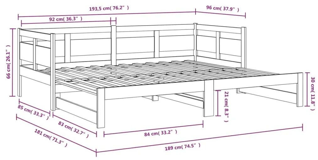 Καναπές Κρεβάτι Συρόμενος Λευκός 2x(90x190) εκ. από Μασίφ Πεύκο - Λευκό