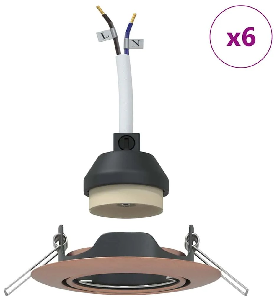 vidaXL Spotlights με προβολείς 6 pcs Χάλκινο 9 x 9 εκ. Μέταλλο
