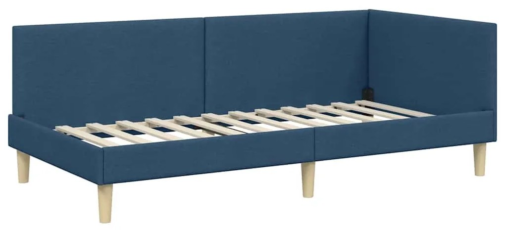 vidaXL Κρεβάτι Γωνίας Άλλο Μπλε 90 x 200 cm Ύφασμα και Έργο ξύλου
