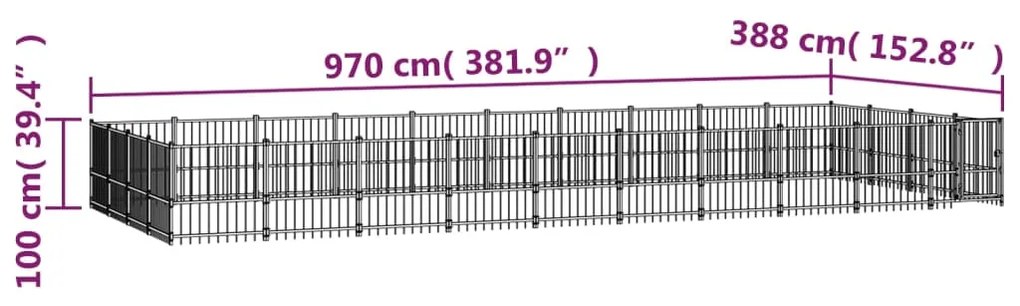 vidaXL Κλουβί Σκύλου Εξωτερικού Χώρου 37,64 μ² από Ατσάλι