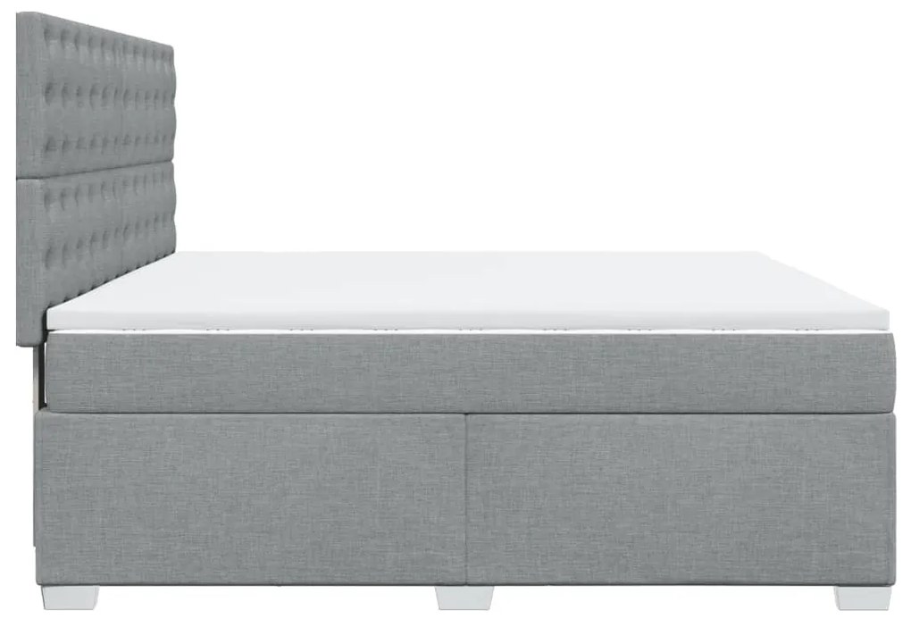 Κρεβάτι Boxspring με Στρώμα Ανοιχτό Γκρι 180x200 εκ. Υφασμάτινο - Γκρι
