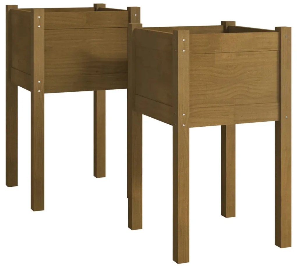 vidaXL Ζαρντινιέρες 2 τεμ. Μελί 40 x 40 x 70 εκ. Μασίφ Ξύλο Πεύκου