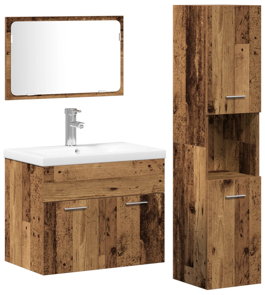 vidaXL Σετ Άλλο 3 pcs Παλαιό ξύλο 30 x 30 x 130 εκ Επεξεργασμένο ξύλο