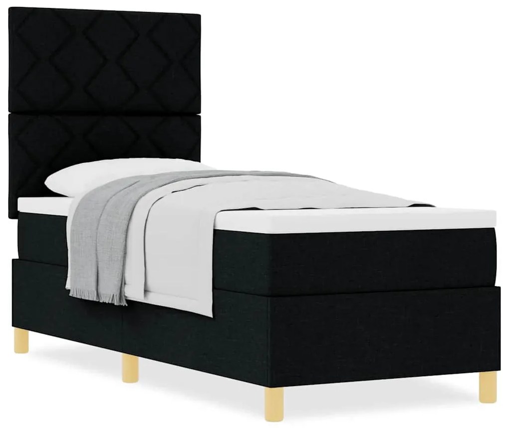 vidaXL Κρεβάτι με ελατήρια με στρώμα Μαύρο 80 x 200 cm ύφασμα