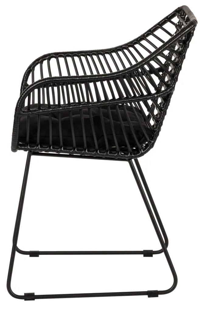 Πολυθρόνα Κήπου KALAMBO Μαύρο Αλουμίνιο/Rattan 56x57x81cm - 14840052