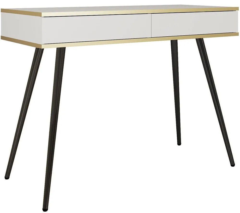 Κονσόλα Oro T102_BI_BL 102x50x80cm White-Anthracite Μελαμίνη,Μέταλλο