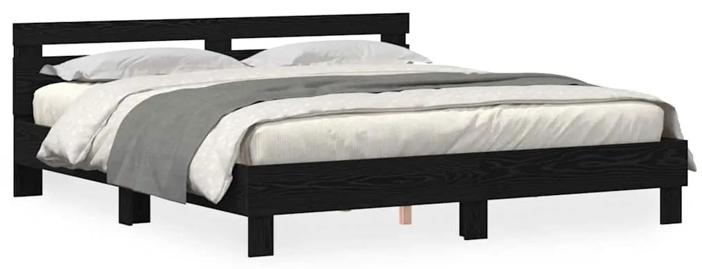 vidaXL Σκελετός Κρεβατιού Μαύρη δρυς 180 x 200 cm Επεξεργασμένο ξύλο