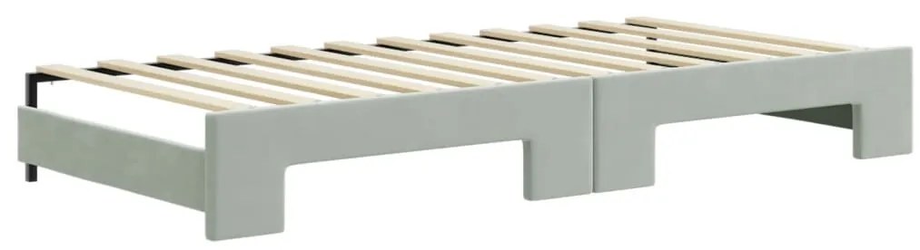 vidaXL Καναπές Κρεβάτι Συρόμενος Αν. Γκρι 90x200εκ Βελούδινος Στρώματα