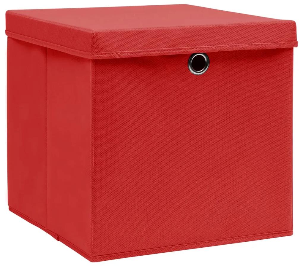 vidaXL Κουτιά Αποθήκευσης με Καπάκια 10 τεμ Κόκκινα 32x32x32εκ Ύφασμα